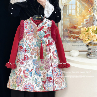 女童旗袍裙冬季2026新款红色拜年服儿童新中式国风改良唐装连衣裙