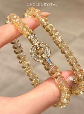 [招米]巴西黄水晶钻切算盘珠手工切割璀璨黄水晶珠贵气感手串手链