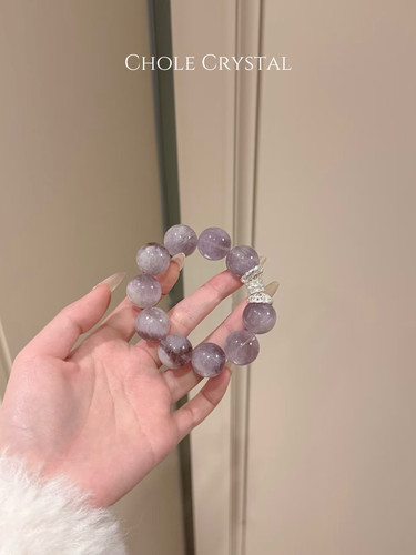 天然紫兔毛水晶手链手串17mm事业紫气东来大颗粒手串送女友闺蜜