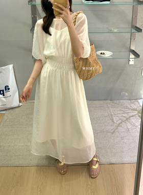 现货RS.WHMT韩系压褶收腰仙仙纱长裙连衣裙打底吊带长裙背心2套装