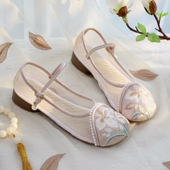 百搭舒适网纱布鞋 增高国风刺绣旗袍鞋 茶服鞋 夏季 女气质休闲凉鞋 子