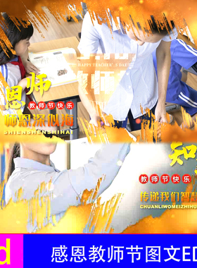 教师节唯美金色3D粒子图文公益相册视频素材片头ed模板edius