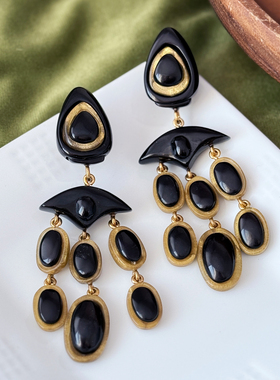 法国设计师品牌多米尼克Denaive黑金扫肩耳夹