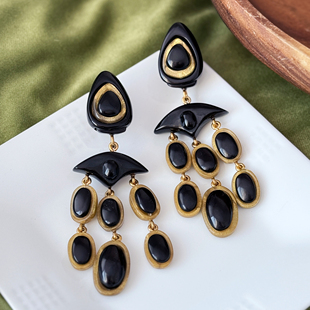 法国设计师品牌多米尼克Denaive黑金扫肩耳夹