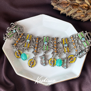 Enter guillemets打标南法风珐琅琉璃重工手链 中古法产80