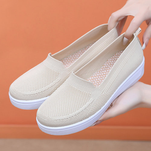 中老年健步鞋一脚蹬透气镂空舒适