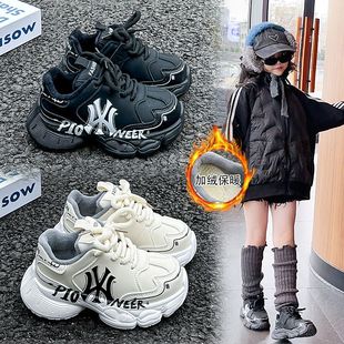 儿童运动鞋冬季男童鞋子加绒二棉鞋皮面冬天女童鞋软底宝宝潮鞋冬