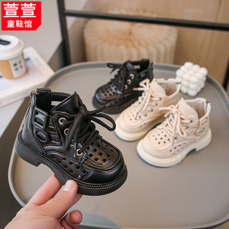 儿童马丁靴女款2024新款女童靴子宝宝黑色小短靴洋气男童鞋子春秋