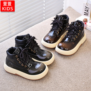 儿童靴子高帮女童皮鞋2025新款秋款男童秋鞋高帮小童鞋宝宝皮靴潮