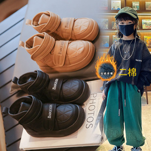 儿童二棉鞋冬季男童鞋子加厚秋冬款高帮小皮鞋宝宝冬鞋女童鞋薄绒