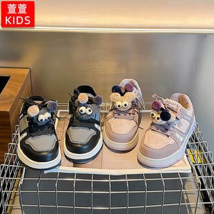 儿童鞋子秋冬女童二棉鞋加绒运动鞋男童鞋冬款薄绒女孩板鞋冬天潮