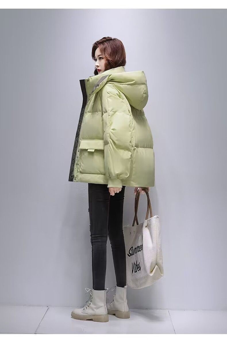 2023冬季新款面包服白鸭绒羽绒服女200斤胖妹妹学生网红加厚外套