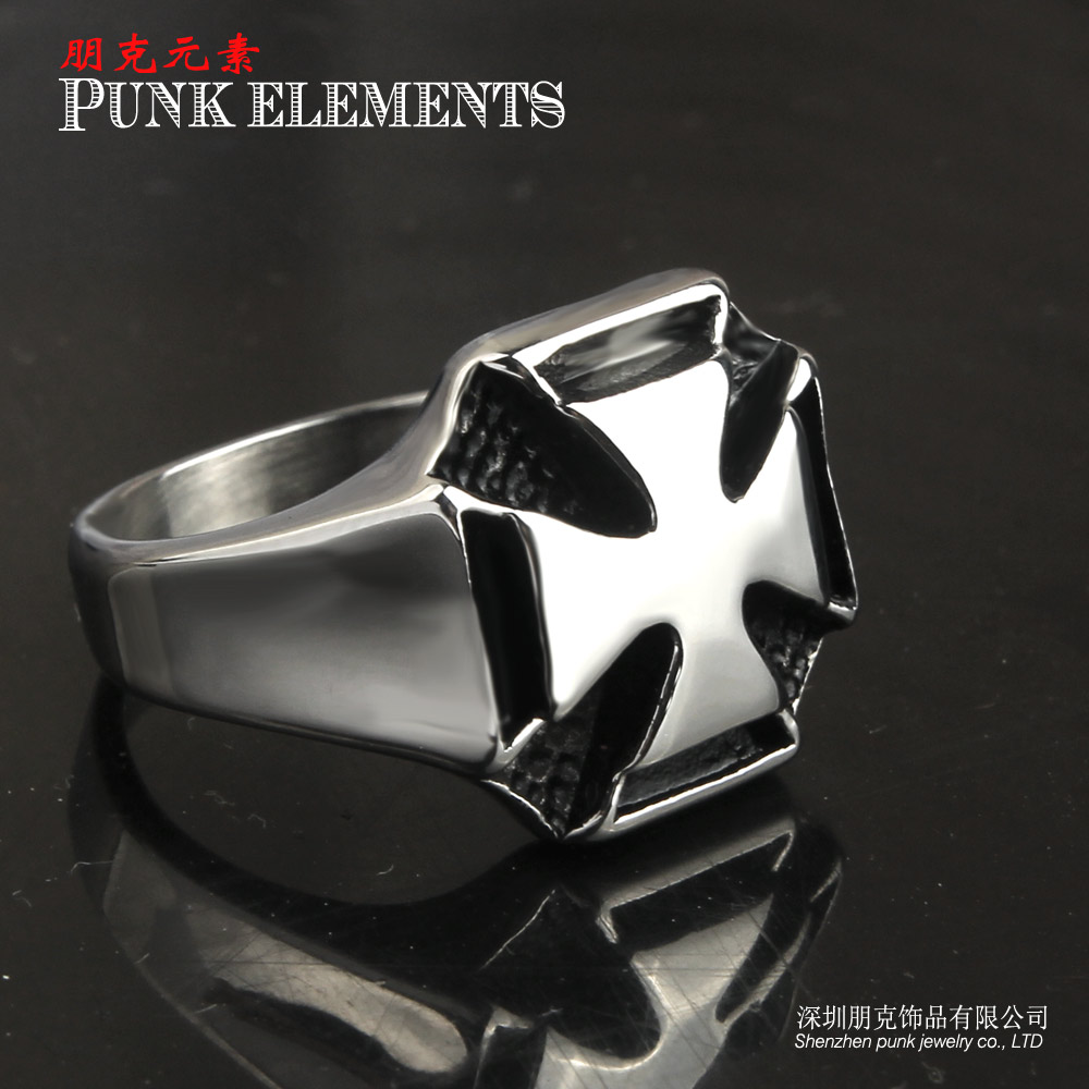 PUNKELEMENTS钛钢十字架男戒