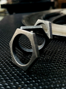 六角薄螺母钛钢街头嘻哈食指戒