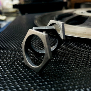 钛钢指环男士戒指潮牌六角薄螺母锁紧螺街头嘻哈个性食指戒男生