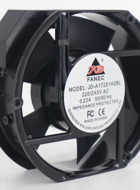 原装FANEC JD-A17251H2SL/2BL 220V 0.22A 17cm机柜散热风扇17251