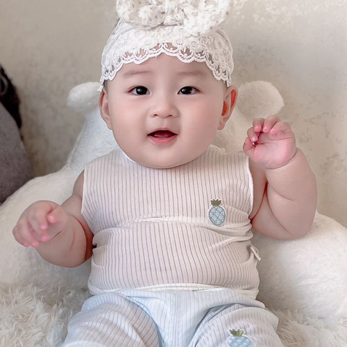 新生的儿婴儿小背心夏季莫代尔护肚子腹围吊带薄款夏天衣服59码3