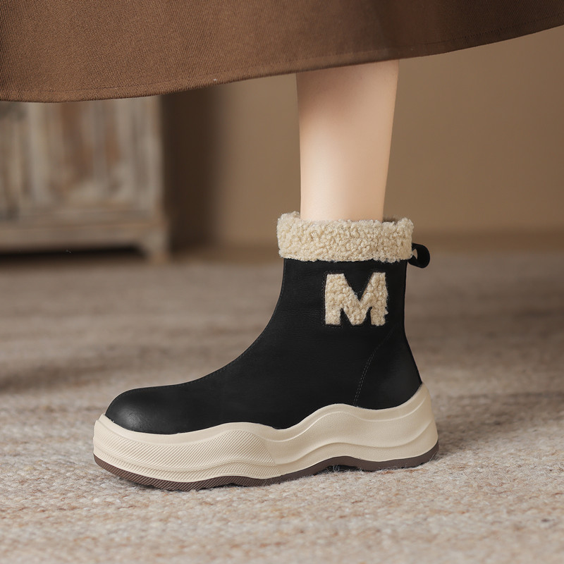 皮毛一体雪地靴厚底短靴保暖休闲