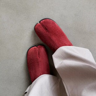 3cm法式复古分趾鞋内增高单鞋女低跟磨砂真皮平底鞋英伦风小皮鞋