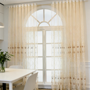 新款欧式防蚊窗纱客厅纱帘透光不透人阳台卧室遮光家用窗纱纱帘