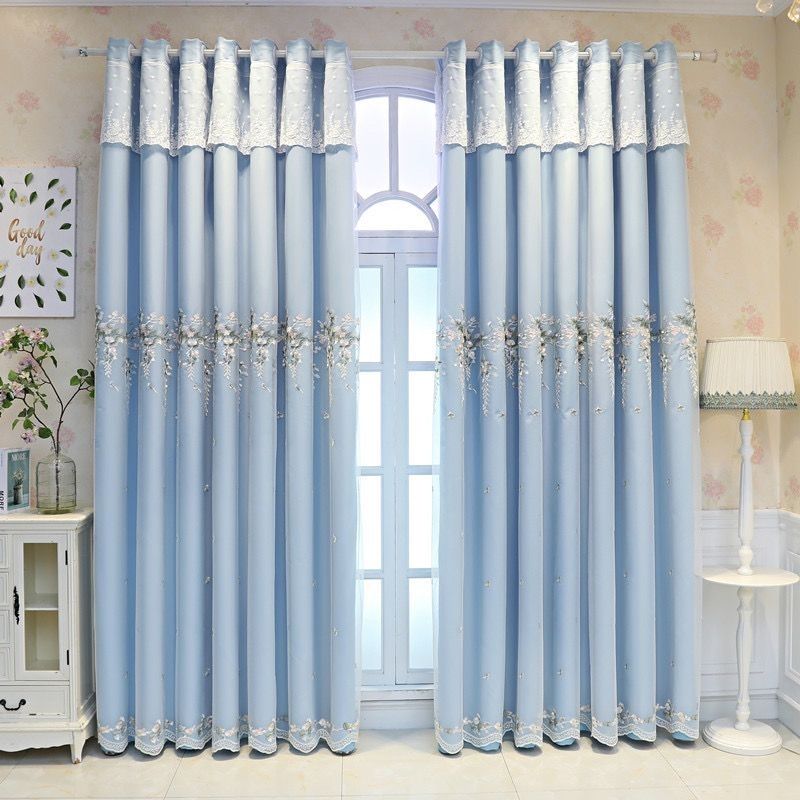 浪漫窗帘卧室简约高档温馨结婚客厅婚房粉色少女韩式绣花遮光窗帘