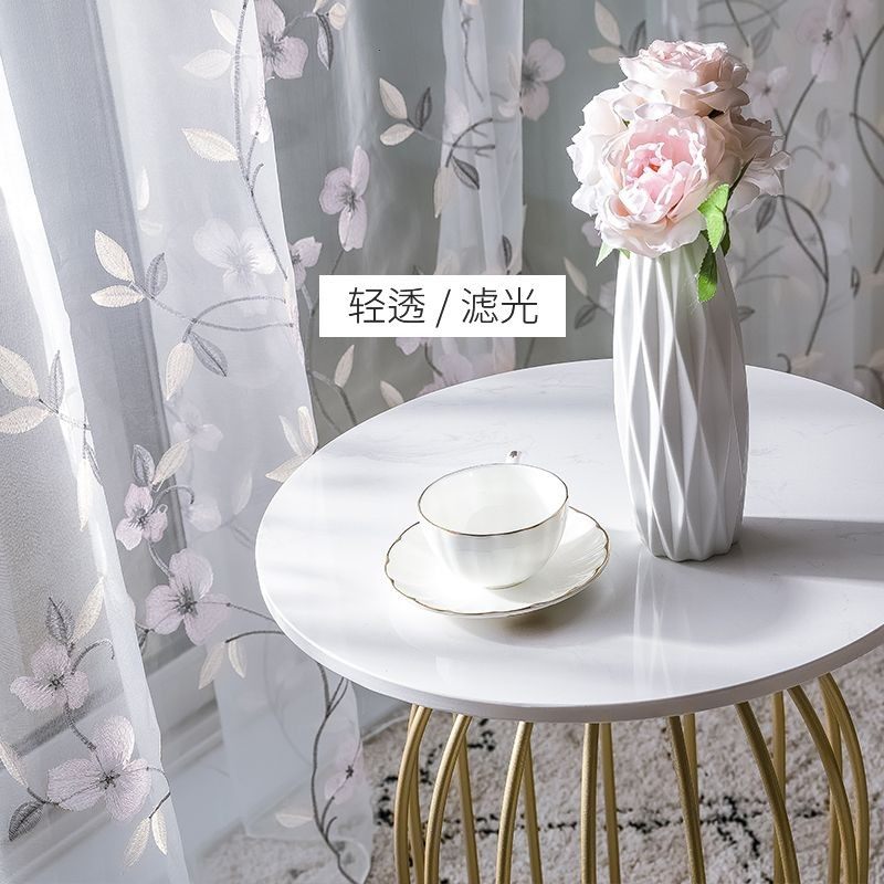 乡村美式田园刺绣纱帘卧室客厅阳台适配透光透气百搭隔断窗纱特价