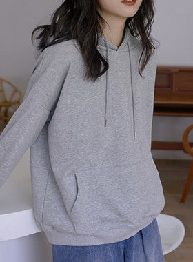 2023春秋薄款连帽卫衣女新款韩版宽松帽衫女长袖套头外套上衣女