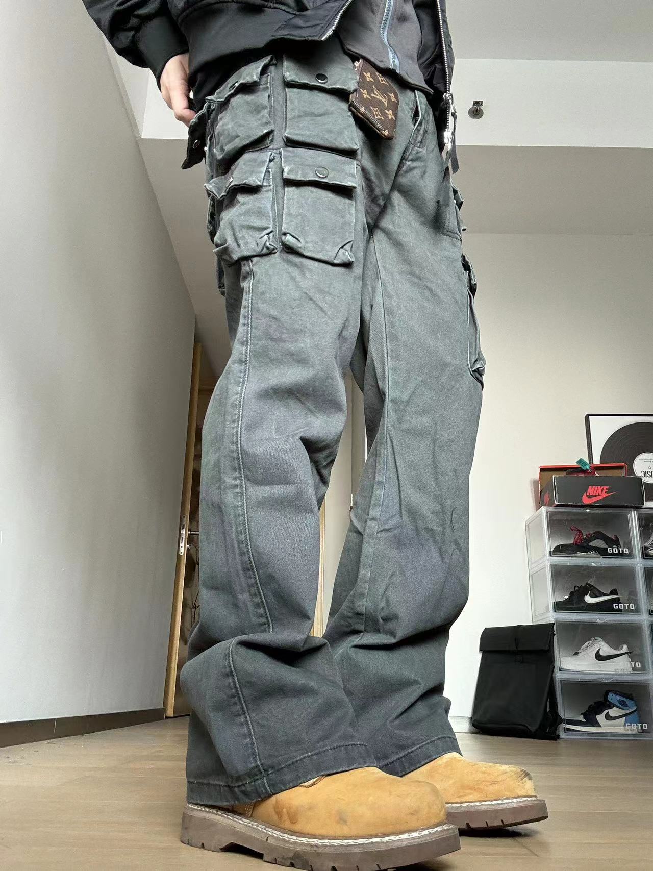 22TREE美式复古休闲直筒裤子男小众秋冬cleanfit潮流百搭宽松长裤