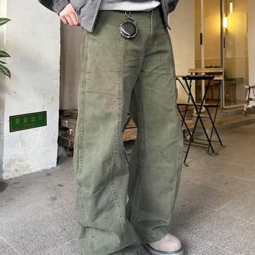 22TREE美式复古秋冬显瘦男女高街休闲cieanfit宽松阔腿裤弯刀裤