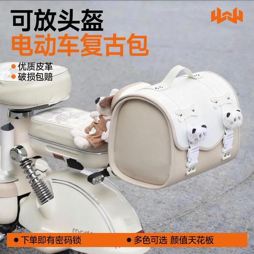雅迪莱茵80小型车复古储物箱包