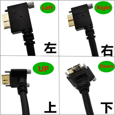 镀金3.0线相机硬盘盒播放器USB AM对MICRO B弯头带固定螺丝数据线