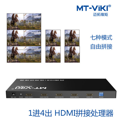 迈拓维矩4画面HDMI拼接处理器2X2 1X4 1X3 电视墙LED屏 MT-HD0104