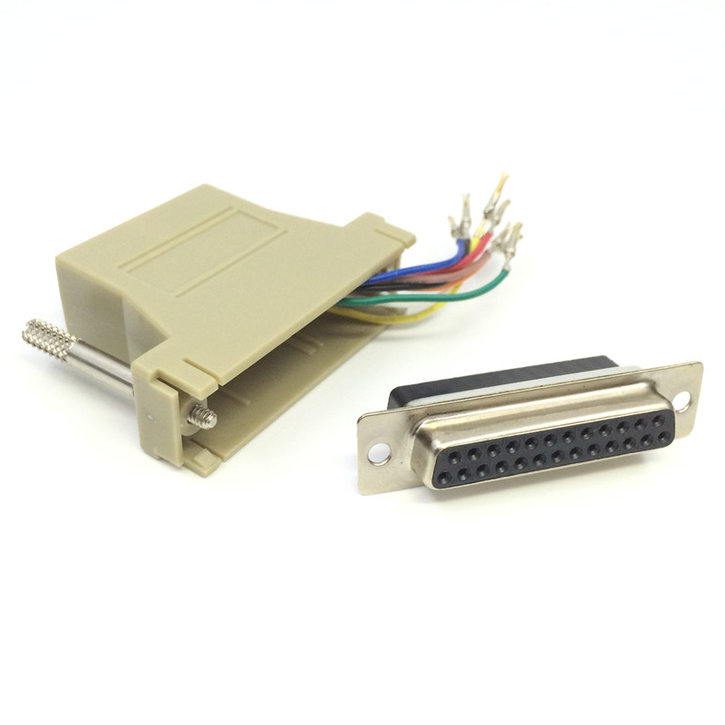 rj45转db25转接头网络口母转db25公母插头并口转网线接头针孔转换