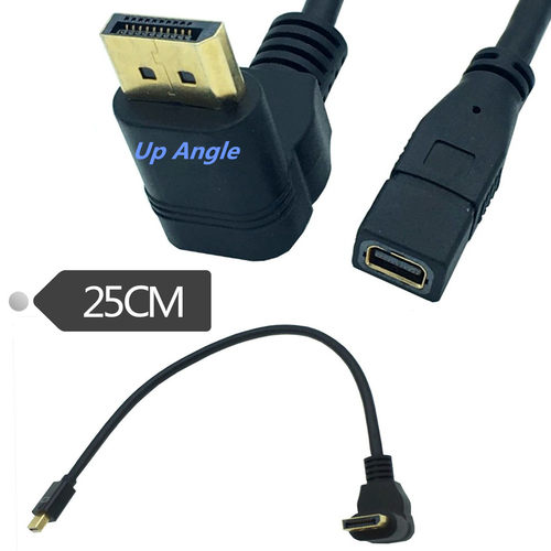 镀金mini Displayport转dp90度上下弯头线显卡接显示器连接线