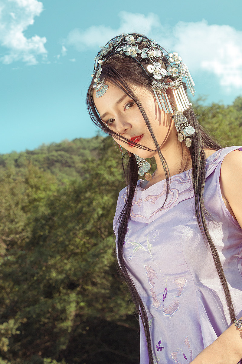 千蝶--剑三同人 五毒衍生露背连衣裙汉服元素剑网三原创服装 预售