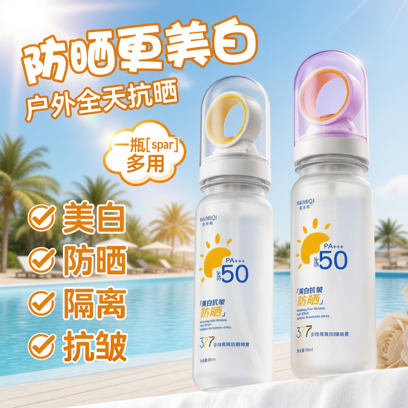 官方正品377美白防晒喷雾SPF50+学生儿童专用户外军训可上飞机