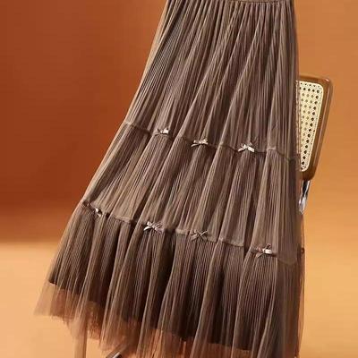 两面穿蝴蝶结网纱半身裙