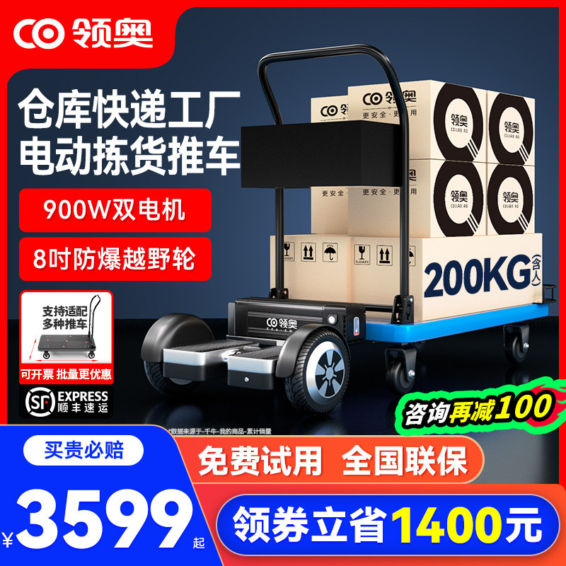 领奥电动小型手推车仓库快递代步平衡车载货搬运神器工具车平板车