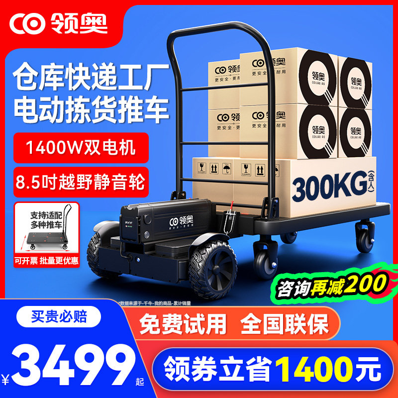 领奥电动小型手推车仓库快递代步平衡车载货搬运神器工具车平板车