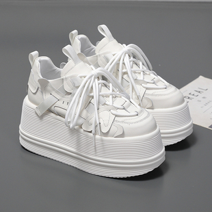 运动鞋 厚底增高9cm2025年原创真皮松糕底春秋季 单鞋 休闲鞋 时尚