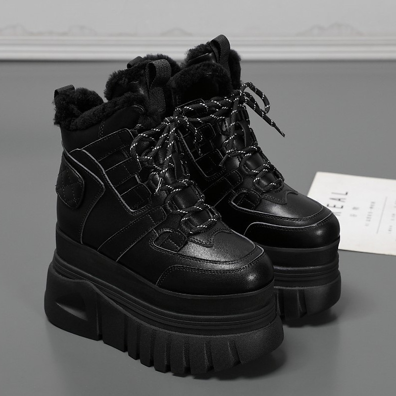 欧洲站加绒保暖厚底增高雪地靴