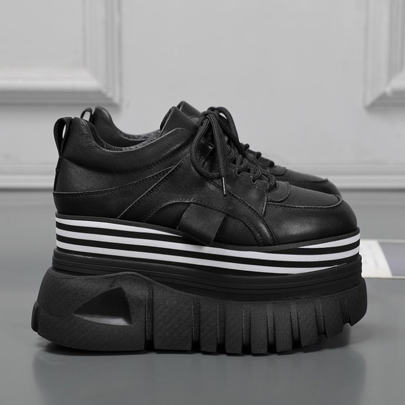 真皮女鞋增高11厘米厚底松糕鞋