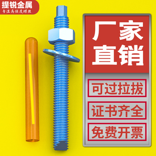 化学螺栓高强度8.8级镀锌加长化学膨胀螺丝M12M16M20M24m化学锚栓