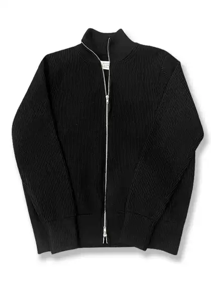 American-Style Cardigan with Zipper, Half-High Collar Sweater for Men, Korean-Style High-End Design, Loose, Casual, Lazy Knit Sweater