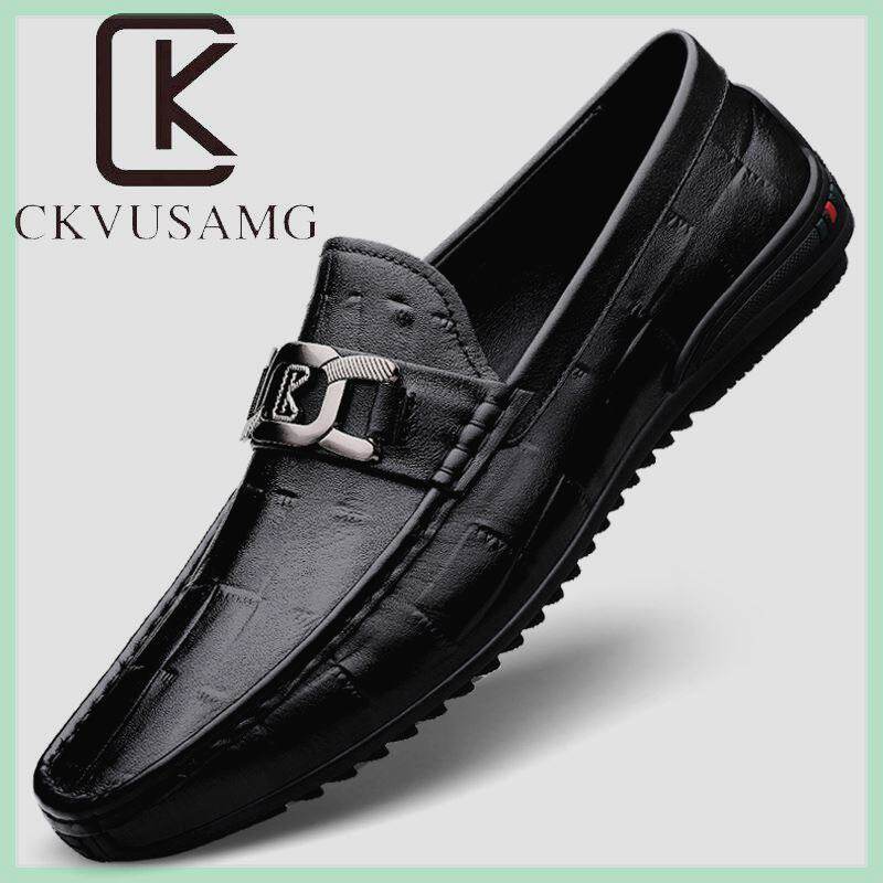 ckvusamg高档豆豆鞋男2023新款真皮软底秋冬休闲皮鞋潮压花驾车鞋