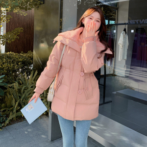 超好看羽绒服女新款2024粉色收腰修身轻薄冬季小个子韩系甜美外套图片