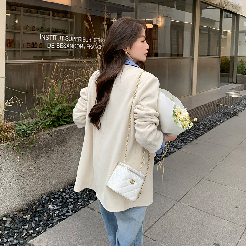 假两件衬衫拼接西装外套女2023年秋季新款设计感小众休闲西服上衣，女装西装，杭阁服饰