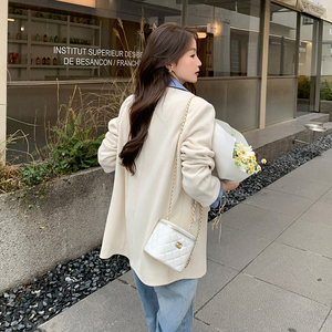 假两件衬衫拼接西装外套女2023年秋季新款设计感小众休闲西服上衣,女装西装,杭阁服饰