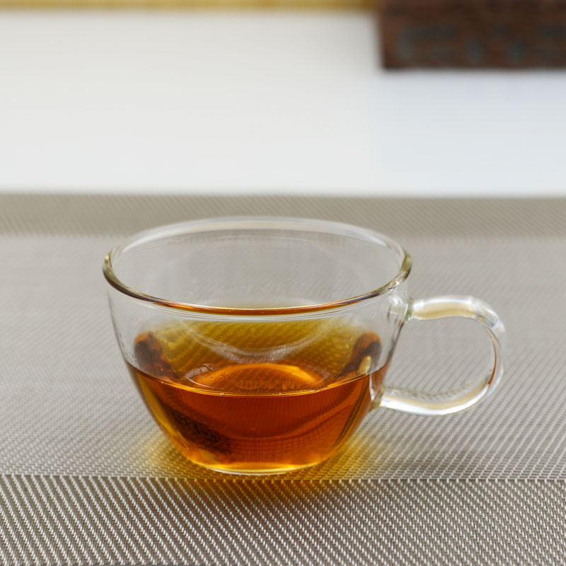 清气皿厚玻璃把花原创设计茶杯