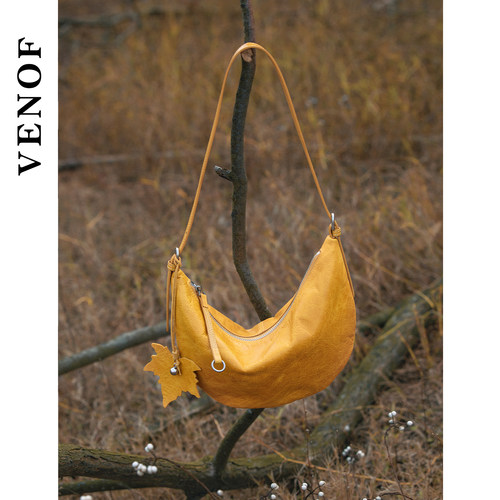 维洛芬头层牛皮腋下包